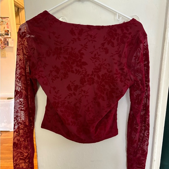 Dark red Floral Lace Blouse - Picture 2 of 3